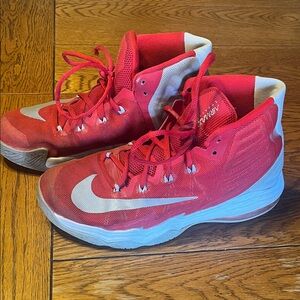 Nike Red and White Basketball Sneakers